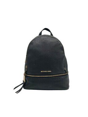 Michael Kors Black Leather Rhea Zip Backpack